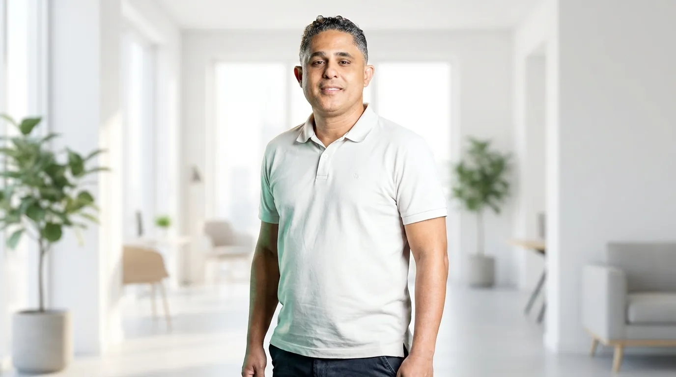 Retrato profissional de Denisson Sousa, Líder de Projetos Digitais e Especialista em Design Estratégico.