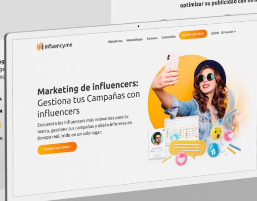 Interface do portal Influency.me LATAM para o mercado hispânico, projetada por Denisson Sousa com foco em geração de leads B2