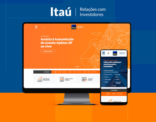 Interface do portal de Relações com Investidores do Itaú Unibanco, projetado e liderado por Denisson Sousa - Capa