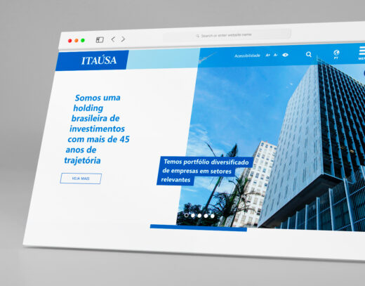 Arquitetura do site híbrido (Institucional e RI) da Itaúsa, desenvolvido por Denisson Sousa.