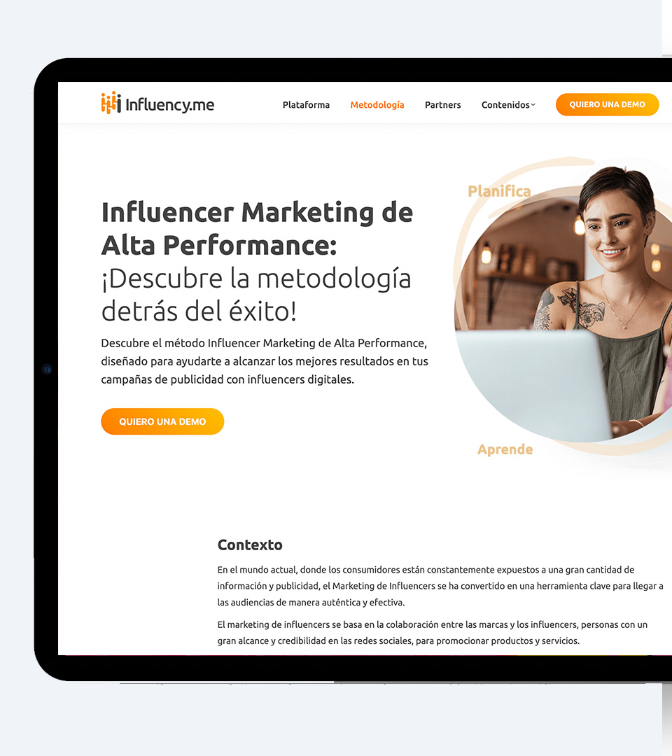 Layout do canal interno de Influency.me LATAM, falando sobre metodologia.