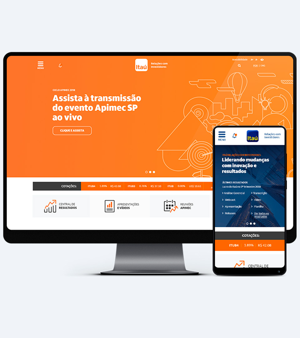 Ilustração do banner da Home com o Interface responsiva do site mobile.