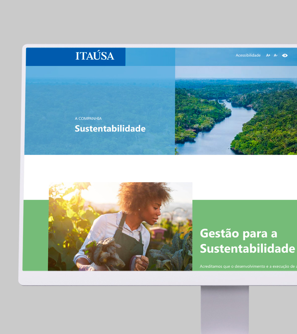 Tela do canal interno de Sustentabilidade do site ITAÚSA, desenvolvido pelo Denisson Sousa.