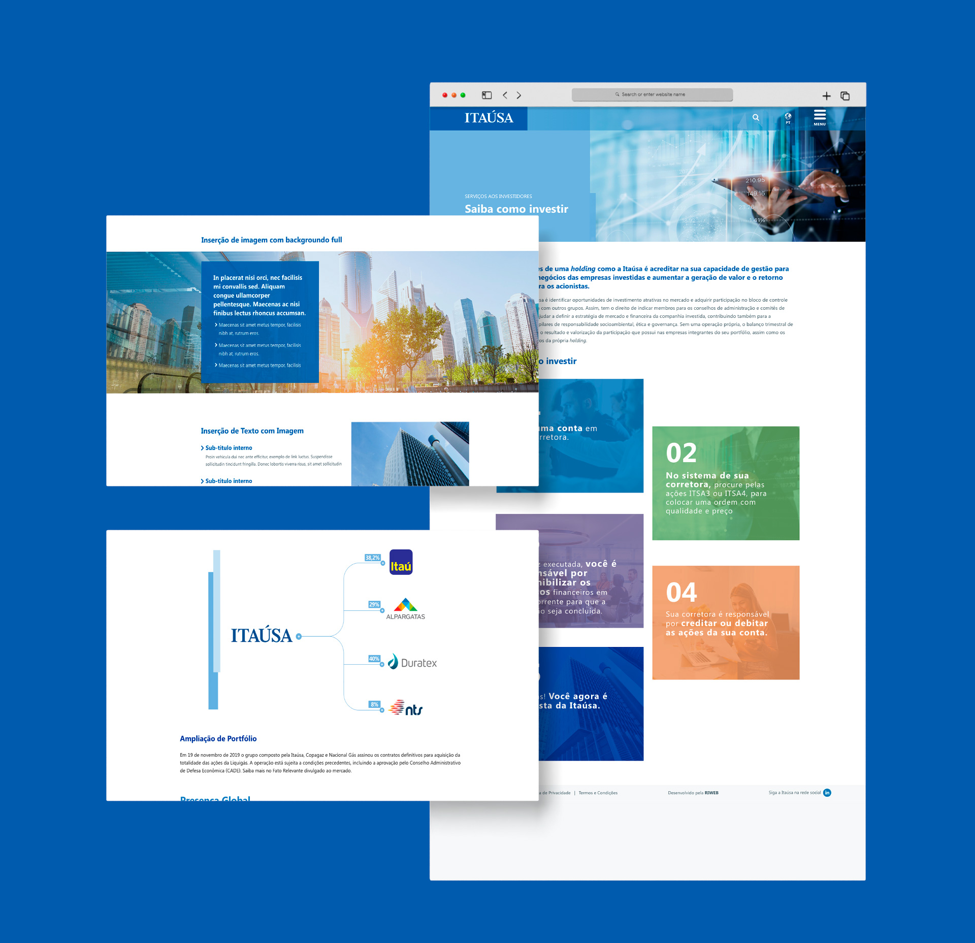 Layout do canal interno do site do Itaúsa, desenvolvido pelo Denisson Sousa.